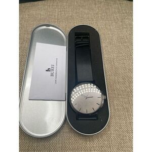 BUREI Men's Wrist Watches, Minimalist Analog Quartz Watches with Leather Band, G